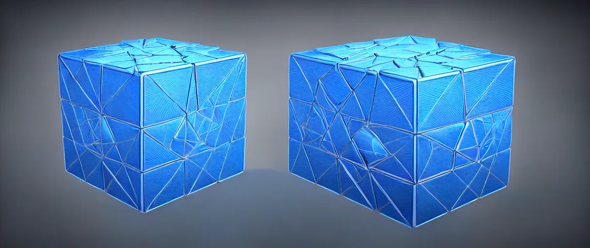 Image similar to hyperrealistic 3d render neo-surreal metatron's cube opening iridescent escher dali octane moody blue lighting low angle hd 8k sharp shallow depth of field