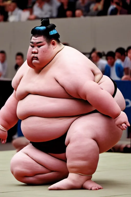 Prompt: a professional sumo wrestler preparing for a match, realistic photo