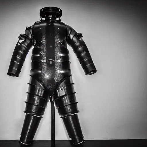 Image similar to Early twentieth century armored diving suit in the deep sea, photography, Sony A7III, 35mm f2,4