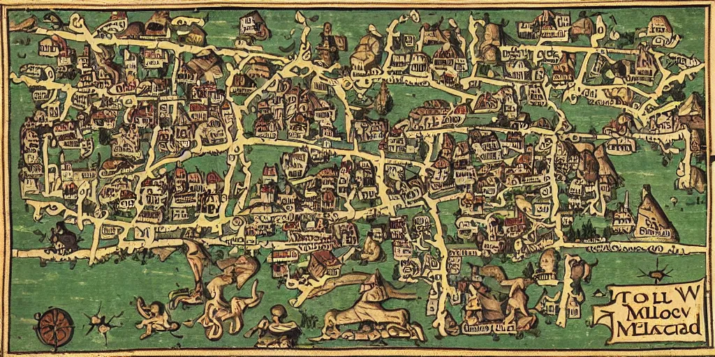 Image similar to medieval map labelled as of the town of yelm