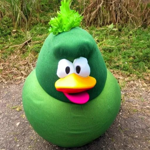 Image similar to a cabbage dressed as a duck