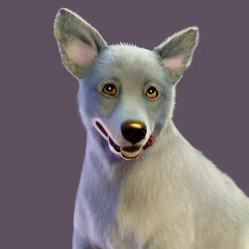 Image similar to Blue Heeler Dog, Anime Style, Soft lighting, artstation, detailed, award winning, colourful