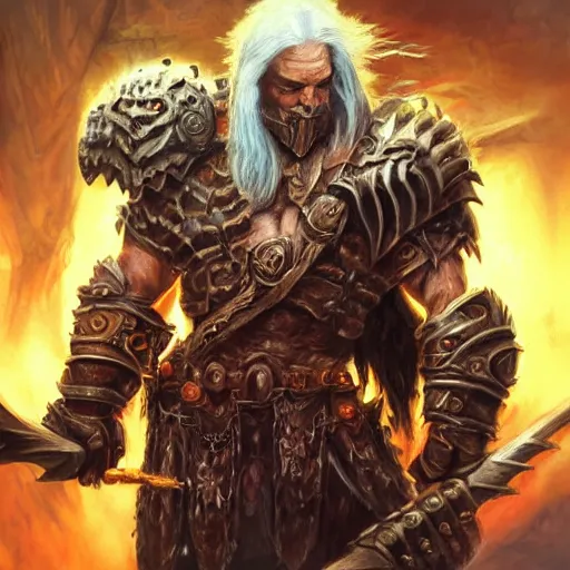 Image similar to a barbarian from diablo in heavy armor, artstation hall of fame gallery, editors choice, # 1 digital painting of all time, most beautiful image ever created, emotionally evocative, greatest art ever made, lifetime achievement magnum opus masterpiece, the most amazing breathtaking image with the deepest message ever painted, a thing of beauty beyond imagination or words