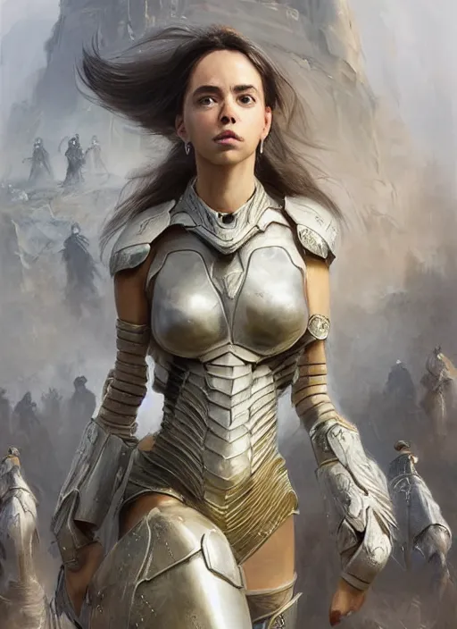 Image similar to a professional portrait of a beautiful young female, clothed in ethereal battle armor, olive skin, long dark hair, beautiful bone structure, symmetrical facial features, intricate, elegant, digital painting, concept art, smooth, sharp focus, finely detailed, illustration, from Valerian and the City of a Thousand Planets, in the style of Ruan Jia and Mandy Jurgens and Artgerm and Greg Rutkowski and William-Adolphe Bouguerea