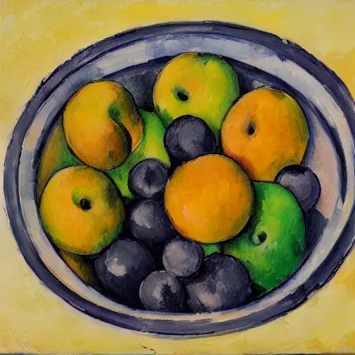 Image similar to a still - life bowl of fruit where every piece if made of a human that looks like a fruit in the style of paul cezanne
