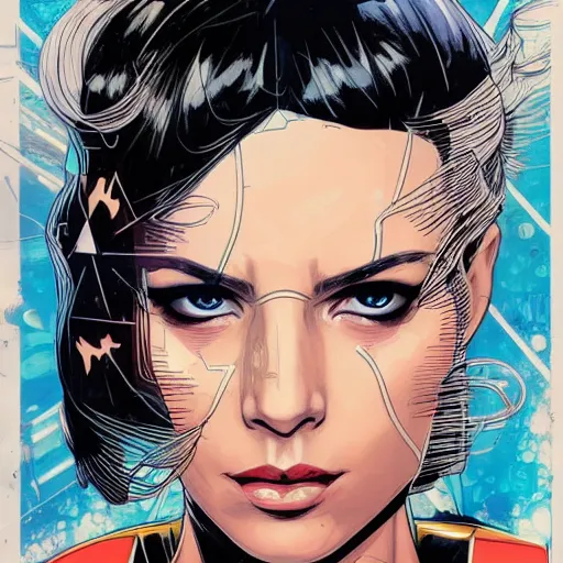 Image similar to portrait of a female android, by MARVEL comics and Sandra Chevrier