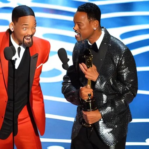 Prompt: will Smith hitting jada smith with Chris rock at the Oscars