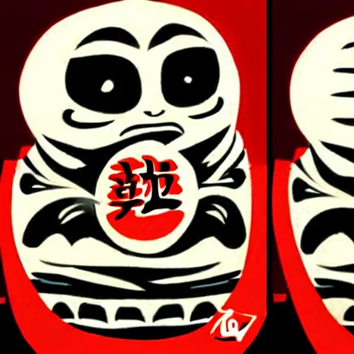 Image similar to daruma turned into a demon, satanic