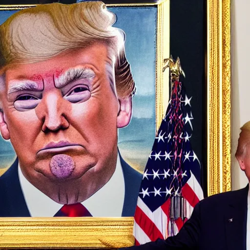 Prompt: donald trump kissing joe biden presidential portrait