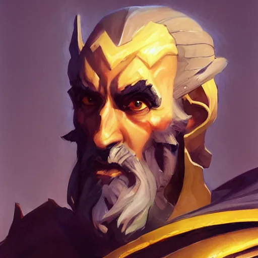 Image similar to greg manchess portrait painting of saruman as overwatch character, medium shot, asymmetrical, profile picture, organic painting, sunny day, matte painting, bold shapes, hard edges, street art, trending on artstation, by huang guangjian and gil elvgren and sachin teng