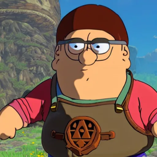 Image similar to Peter Griffin in The Legend of Zelda Breath of the Wild