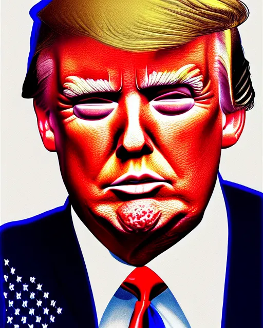 Image similar to portrait of donald trump sweating profusely, by alan bean, ultra detailed, character design, concept art, trending on artstation,