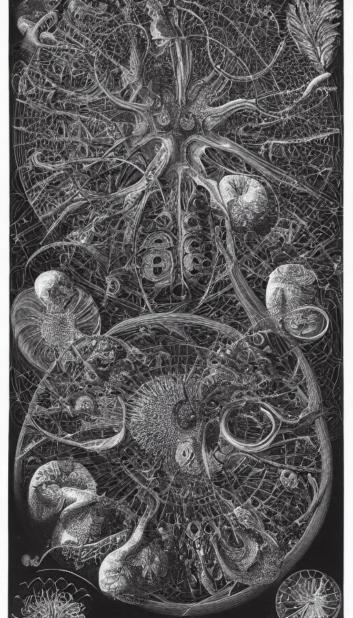 Prompt: techno artwork, by ernst haeckel