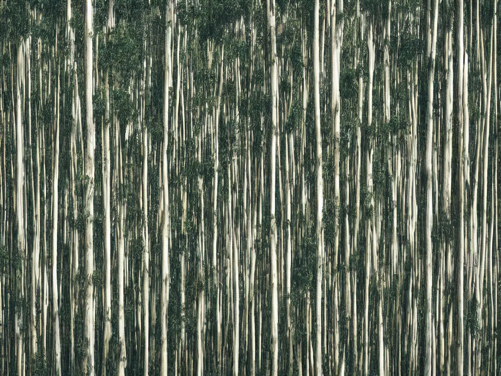 Prompt: long exposure photograph of eucalyptus trees by gursky