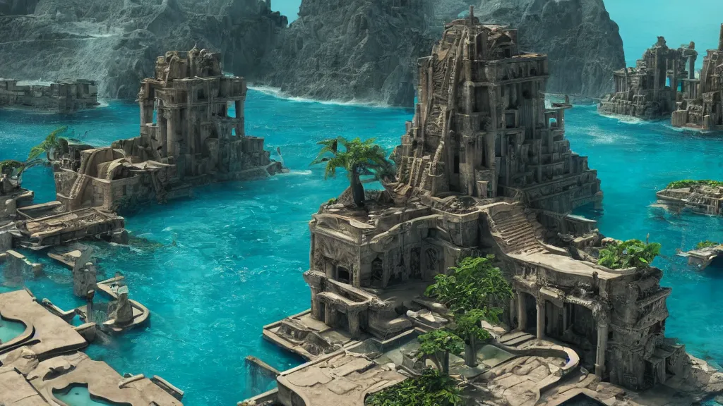 Image similar to the lost city of Atlantis, 9000 BC, octane render, 8k