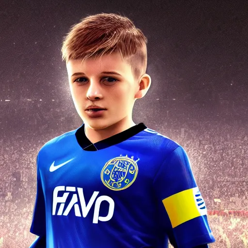 Prompt: the next football superstar from 2034 on the cover of the Fifa game of that very year, high quality very detailed 4k