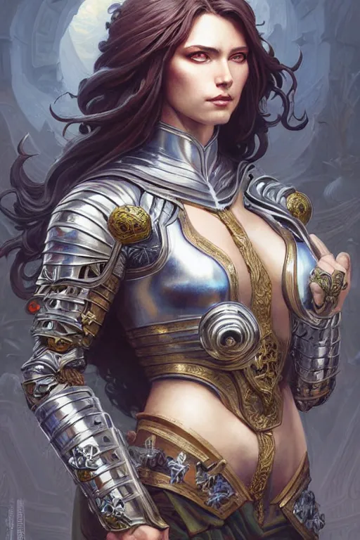 Image similar to Muscular and powerful medieval knight portrait, art nouveau, fantasy, intricate flower designs, elegant, highly detailed, sharp focus, art by Artgerm and Greg Rutkowski