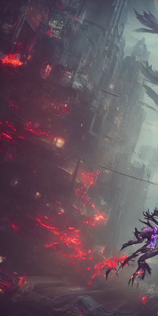Prompt: Overpowered death ninja king on a fallen toxic city throwing a kunai, cyberpunk, dystopian, jellyfish phoenix dragon, butterfly squid, very coherent symmetrical artwork, cinematic, hyper realism, high detail, octane render, unreal engine, 8k, Vibrant colors, Smooth gradients, High contrast, depth of field