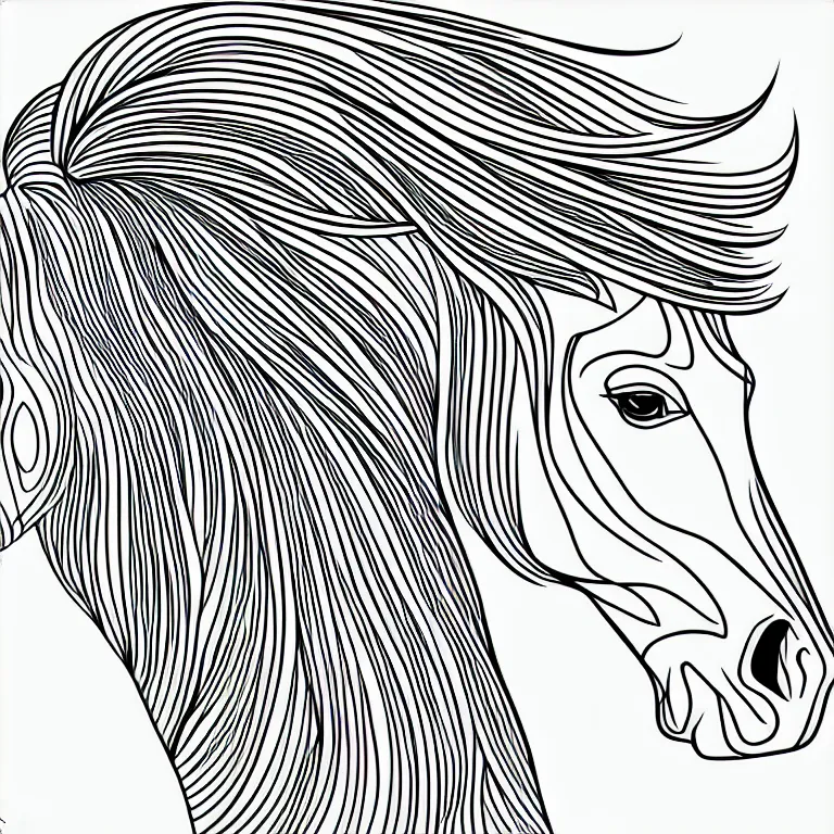 Image similar to beautiful horse, ornamental, fractal, line art, vector, outline, simplified