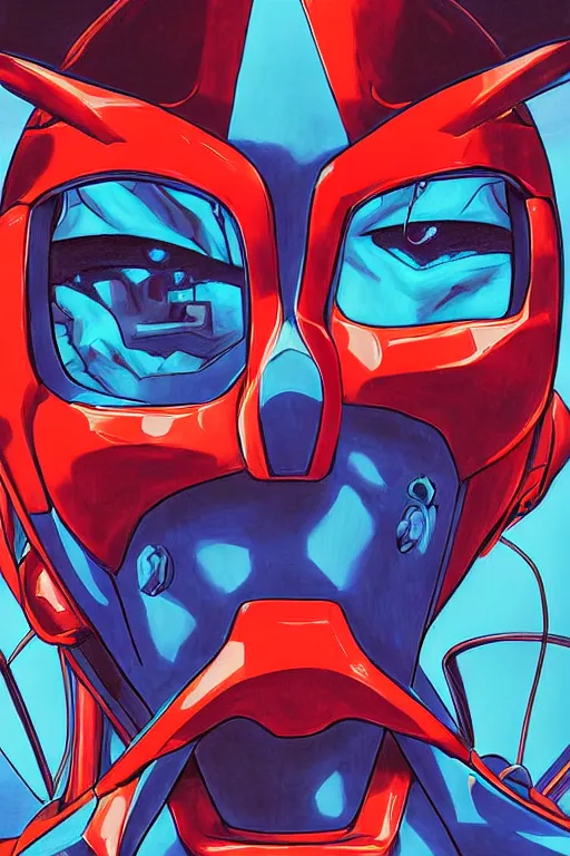 Image similar to a close up of a evangelion, drawn by robbie trevino and laurie greasle, perfectly symmetrical, poster, digital art, comic art, concept art