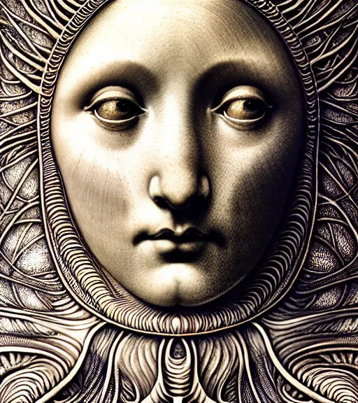 Prompt: detailed realistic beautiful scallop goddess face portrait by jean delville, gustave dore, iris van herpen and marco mazzoni, art forms of nature by ernst haeckel, art nouveau, symbolist, visionary, gothic, neo - gothic, pre - raphaelite, fractal lace, intricate alien botanicals, ai biodiversity, surreality, hyperdetailed ultrasharp octane render