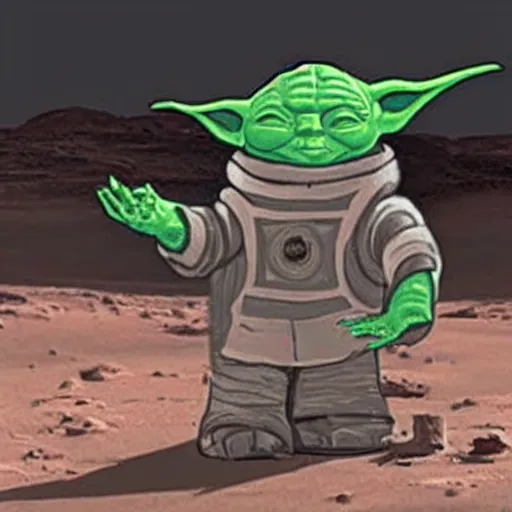 Prompt: robotic Yoda on Mars