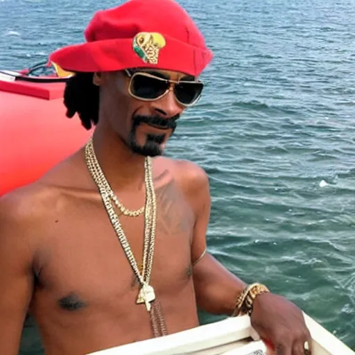 Prompt: snoop dogg sailing a boat