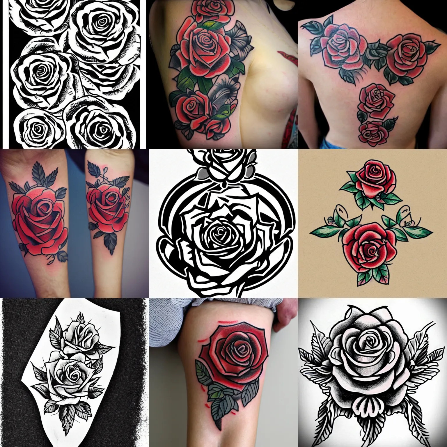 rose tattoo, temporary tattoo, sailor jerry tattoo | Stable Diffusion ...