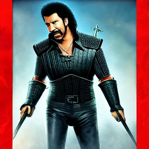 Image similar to lionel richie in the style of the witcher 3 game