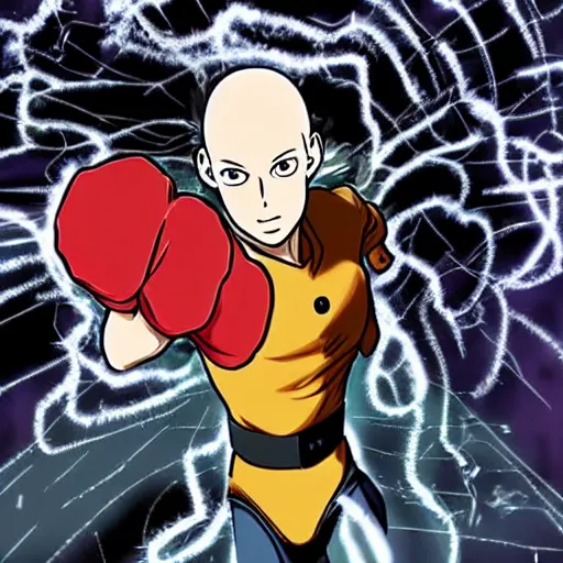 Prompt: saitama punching a new dimension into existence, digital art