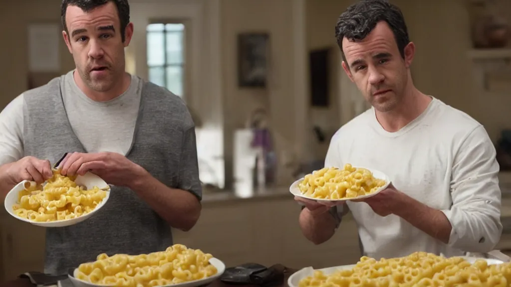 Image similar to mac and cheese vexing shape from hbo's the leftovers