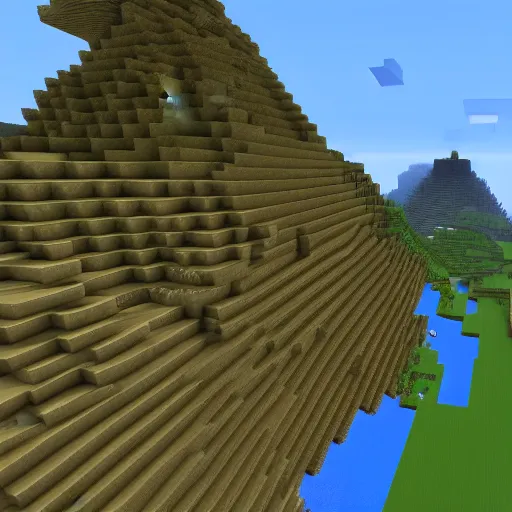 Prompt: Minecraft mountain, video games, screenshot