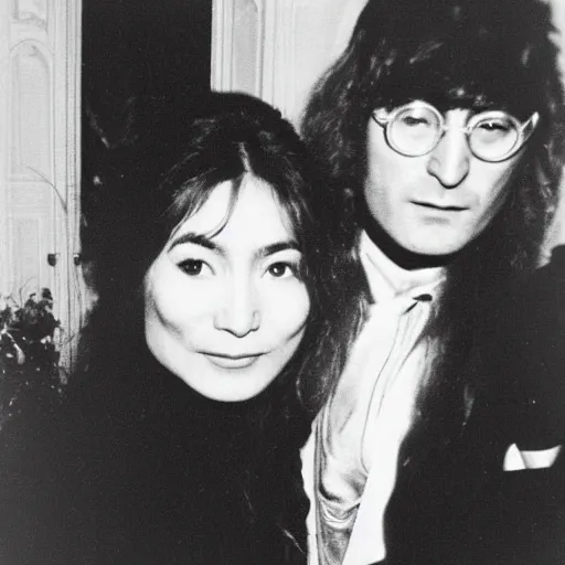 Image similar to john lennon and yoko ono wedding, polaroid photo, perfect photo, photo pinterest