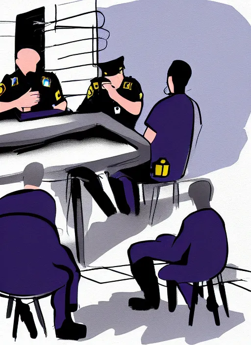 Prompt: police interrogation, digital art