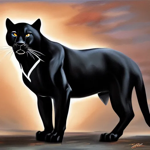 Prompt: a black panther, oil painting, digital art, 4k