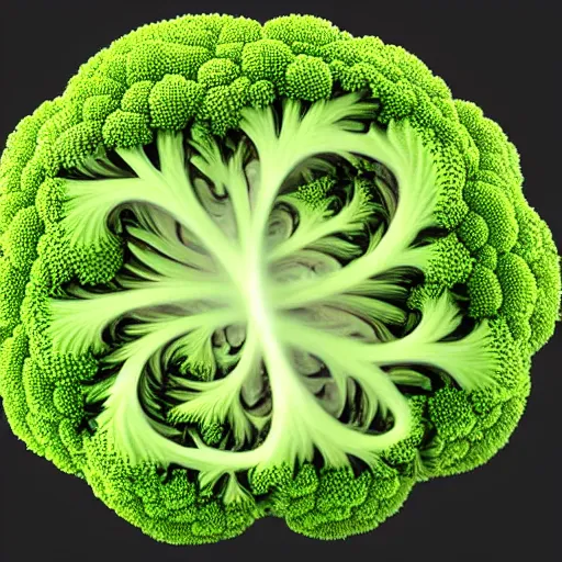 Prompt: apple made of fractal broccoli