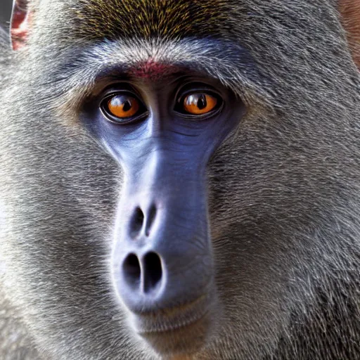 Prompt: a beautiful baboon portrait. Wistful and intelligent.