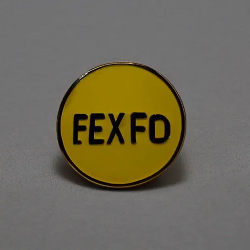 Image similar to a diamond enamel pin depicting a exclamation warning label, smooth curves