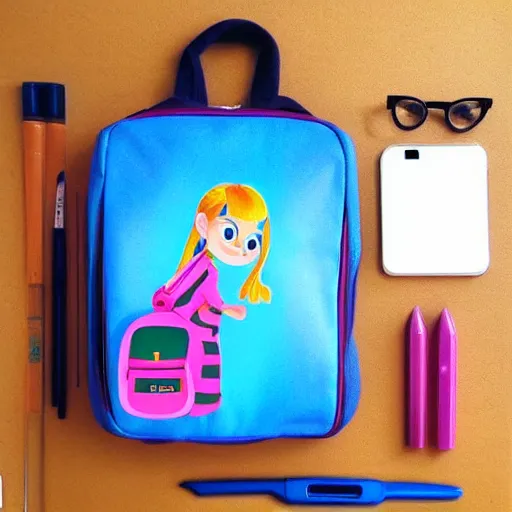 Prompt: “ a little girl with school bag in pixar style ”