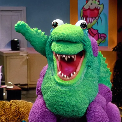 Image similar to Godzilla on Barney and Friends