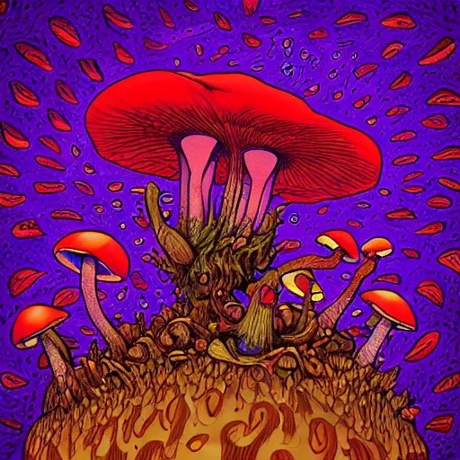 Image similar to trippy mushroom, by justin guse and luke brown and justin bonnet, details, instagram digital, artstation