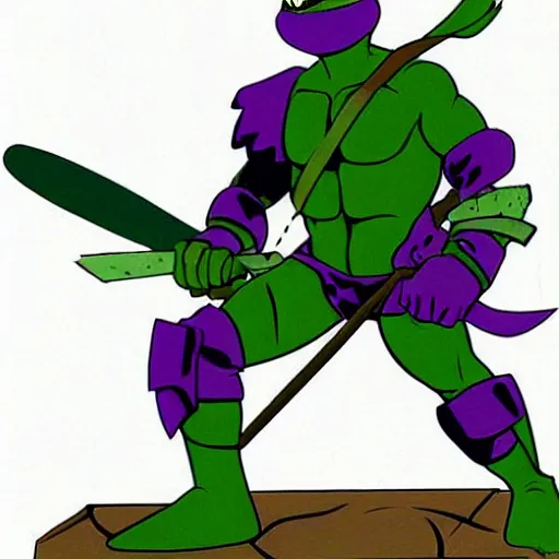 Prompt: donatello from the teenage mutant ninja turtles, 1 9 9 0 s, friendly