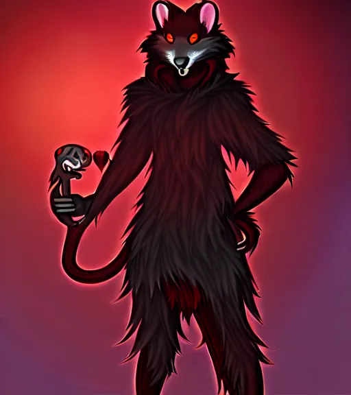 Image similar to furry - male - red - black - weasel - necromancer - fursona uhd ue 5 visual novel pc game expressions