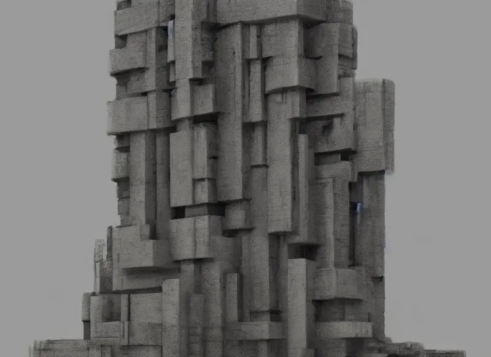 Image similar to sculpture or monument for brutalist villain base, concept art oil painting by Jama Jurabaev, extremely detailed, brush hard, artstation