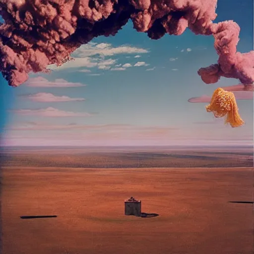 Prompt: by wayne thiebaud, by ryan mcginley experimental. a beautiful assemblage of a castle in the clouds.