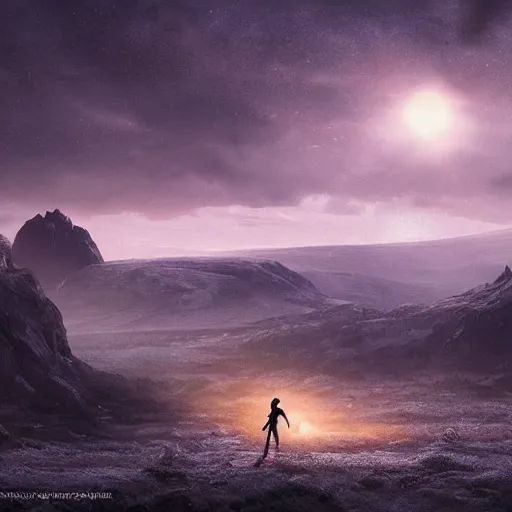 Image similar to huge plateau, extreme drama, distant glowing figures, hdr, movie still, fully photorealistic, artstation, beautiful concept art, sharp luminescent focus, nd 6, sony fx 6, glowing luminescent invocations