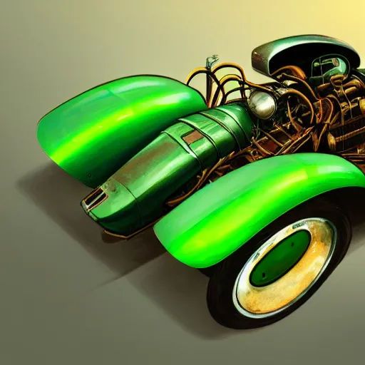 Image similar to Rusty transformer of a 1920 race car, autobots, transformer, soft green lighting, highly detailed, digital painting, artstation, concept art, smooth, sharp focus, illustration