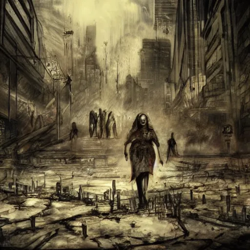 Prompt: remains!! city! grief!!! apocalyptic, realist, high details, trending on art station, clear focus!!! - h 7 4 0