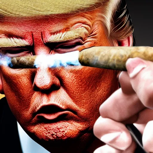 Image similar to a high quality photo of donald trump smoking a cigar, ultra realistic, artstation, cgsociety