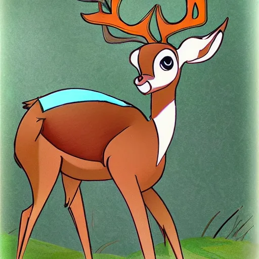 Prompt: a cel shaded full body deer, disney art, bambi